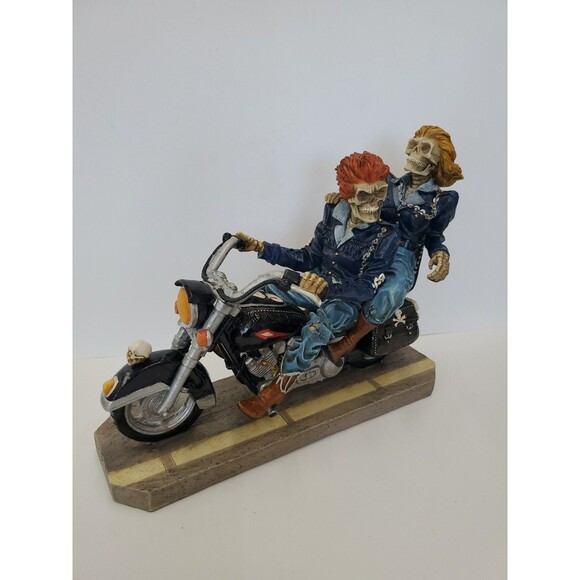 Other - Figurine-Skull Lovers Riding Motorcycle By Studio Collection/Pacific/Resin/5058